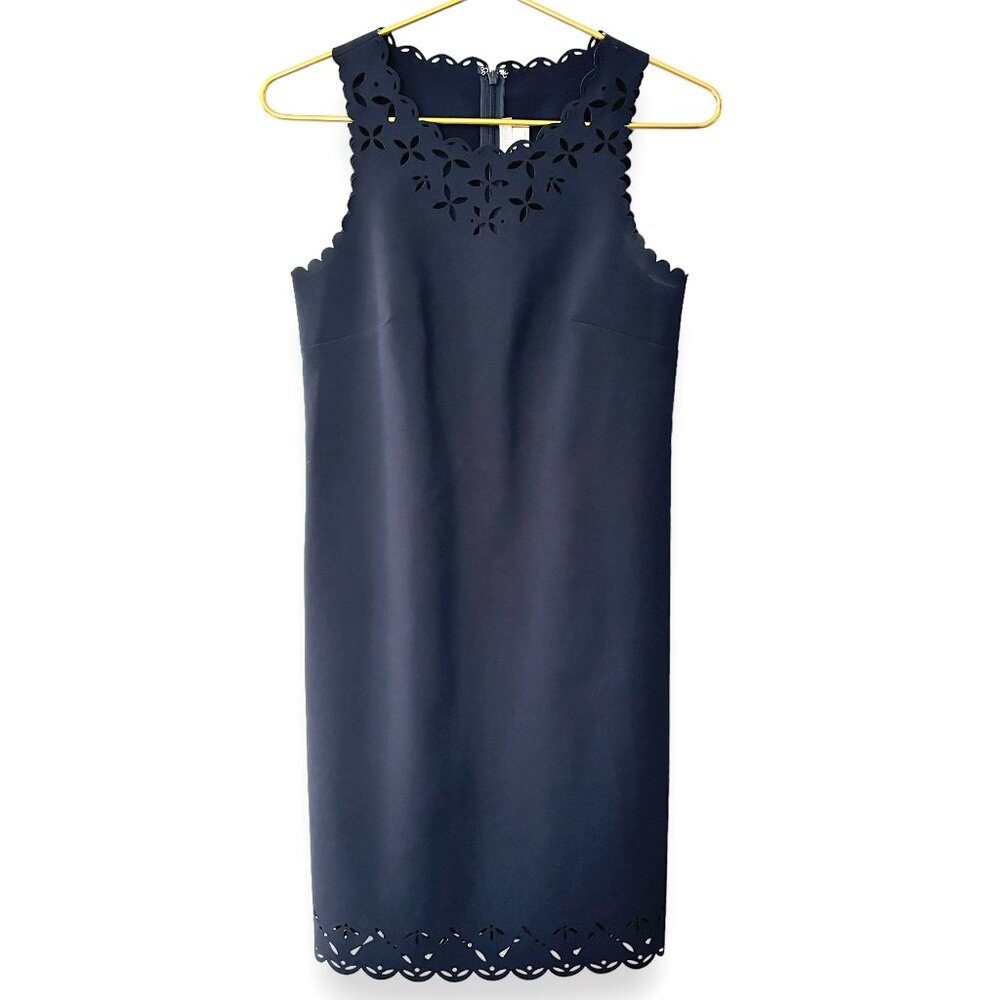 J.Crew Navy Blue Laser Cut Sleeveless Shift Dress